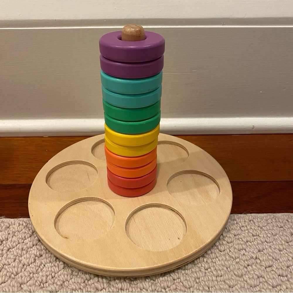 Lovevery Wooden Stacking Rings Colorful Rainbow Complete